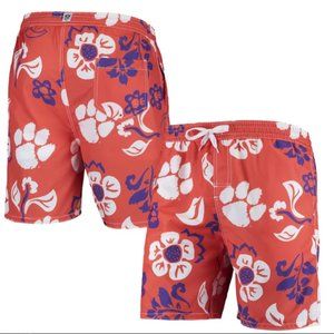 Clemson Tigers Wes & Willy Floral Volley Swim Trunks Men's Size XL